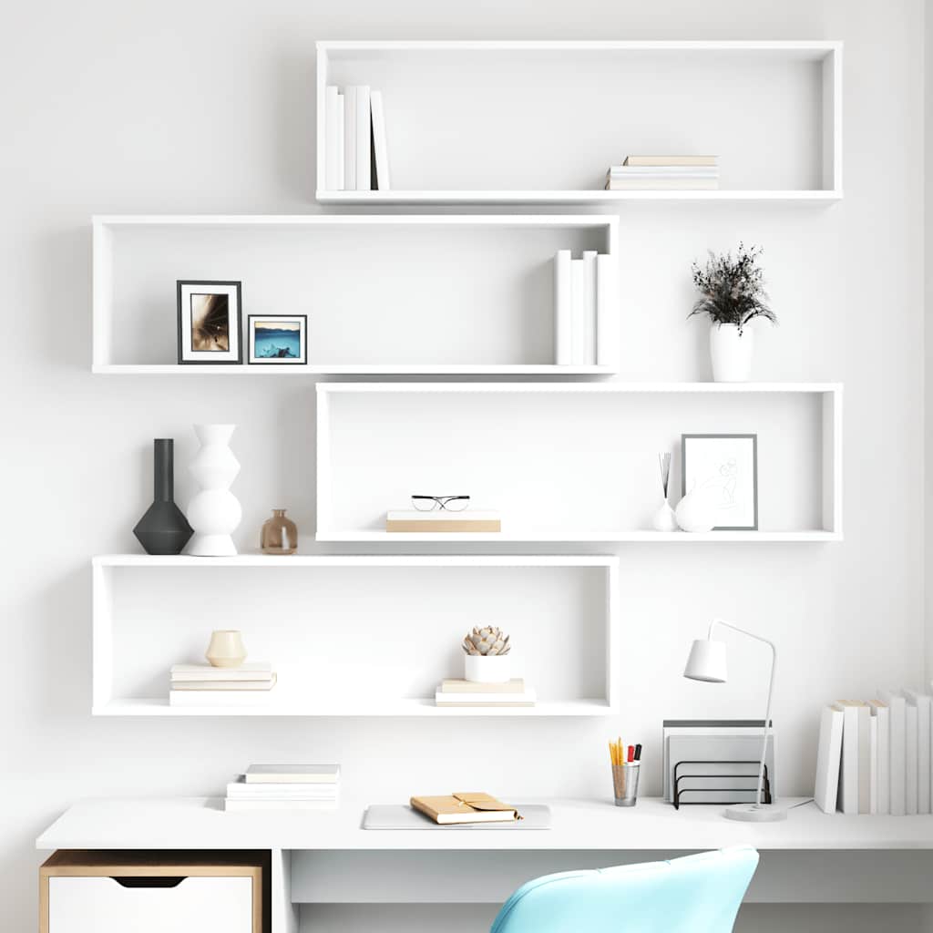 Étagères cube murales 4 pcs Blanc 100x15x30cm bois d'ingénierie - XIOS