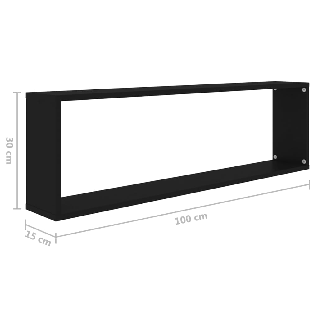 Étagères cube murales 2 pcs noir 100x15x30 cm bois d'ingénierie - XIOS