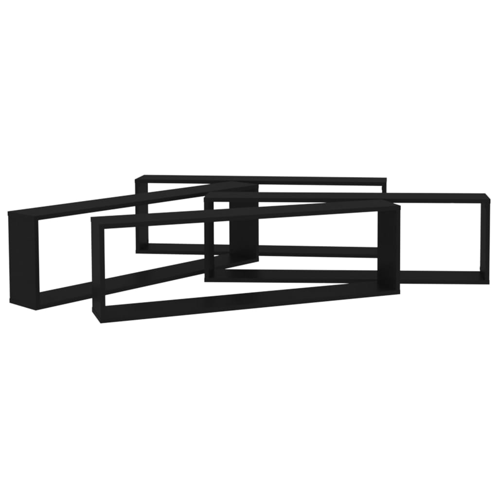 Étagères cube murales 4 pcs noir 100x15x30 cm bois d'ingénierie - XIOS