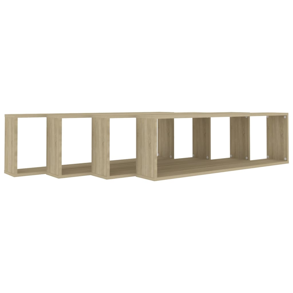 Étagères cube murales 4 pcs chêne sonoma bois d'ingénierie - XIOS