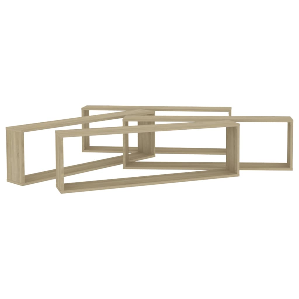 Étagères cube murales 4 pcs chêne sonoma bois d'ingénierie - XIOS