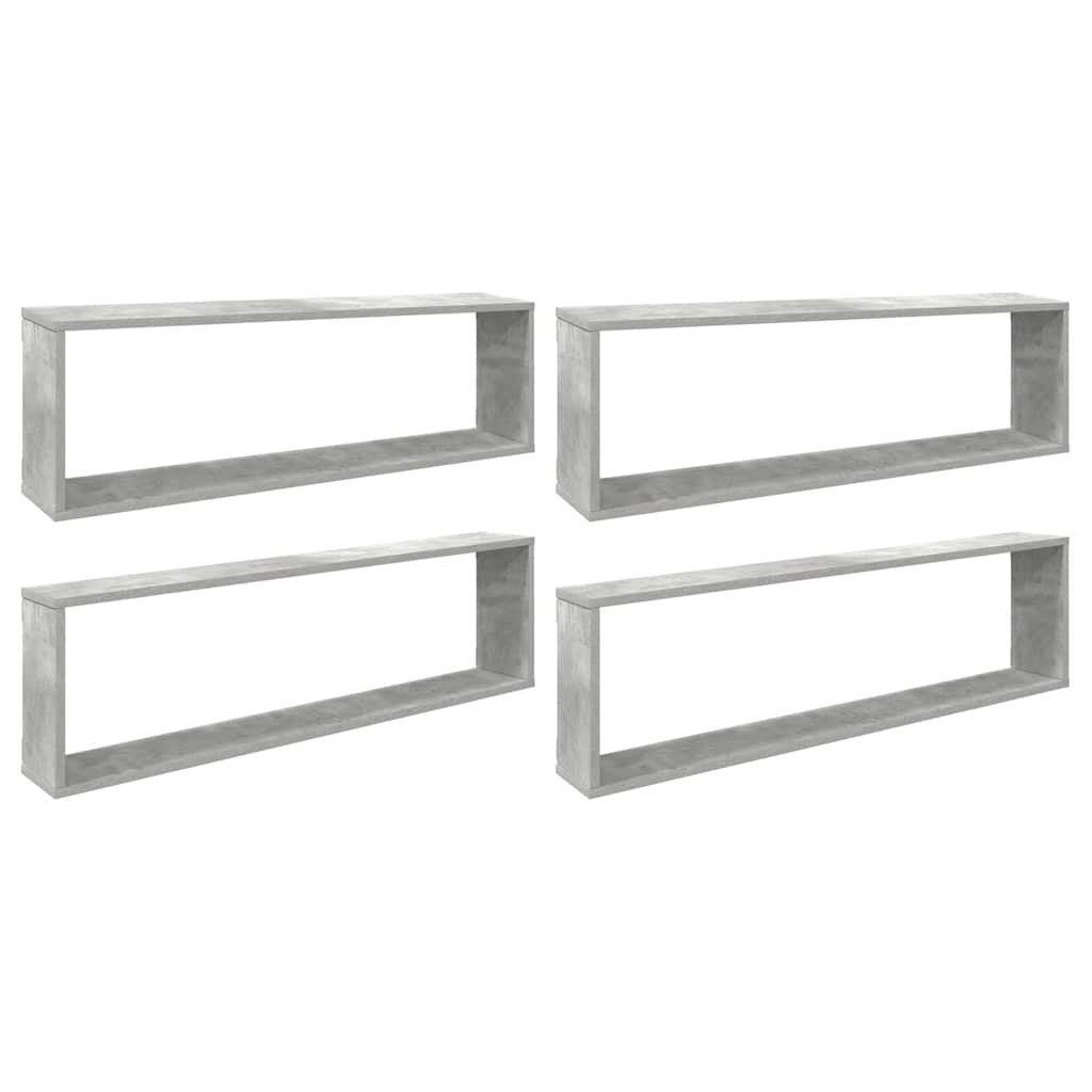 Étagères cube murales 4 pcs gris béton bois d'ingénierie - XIOS