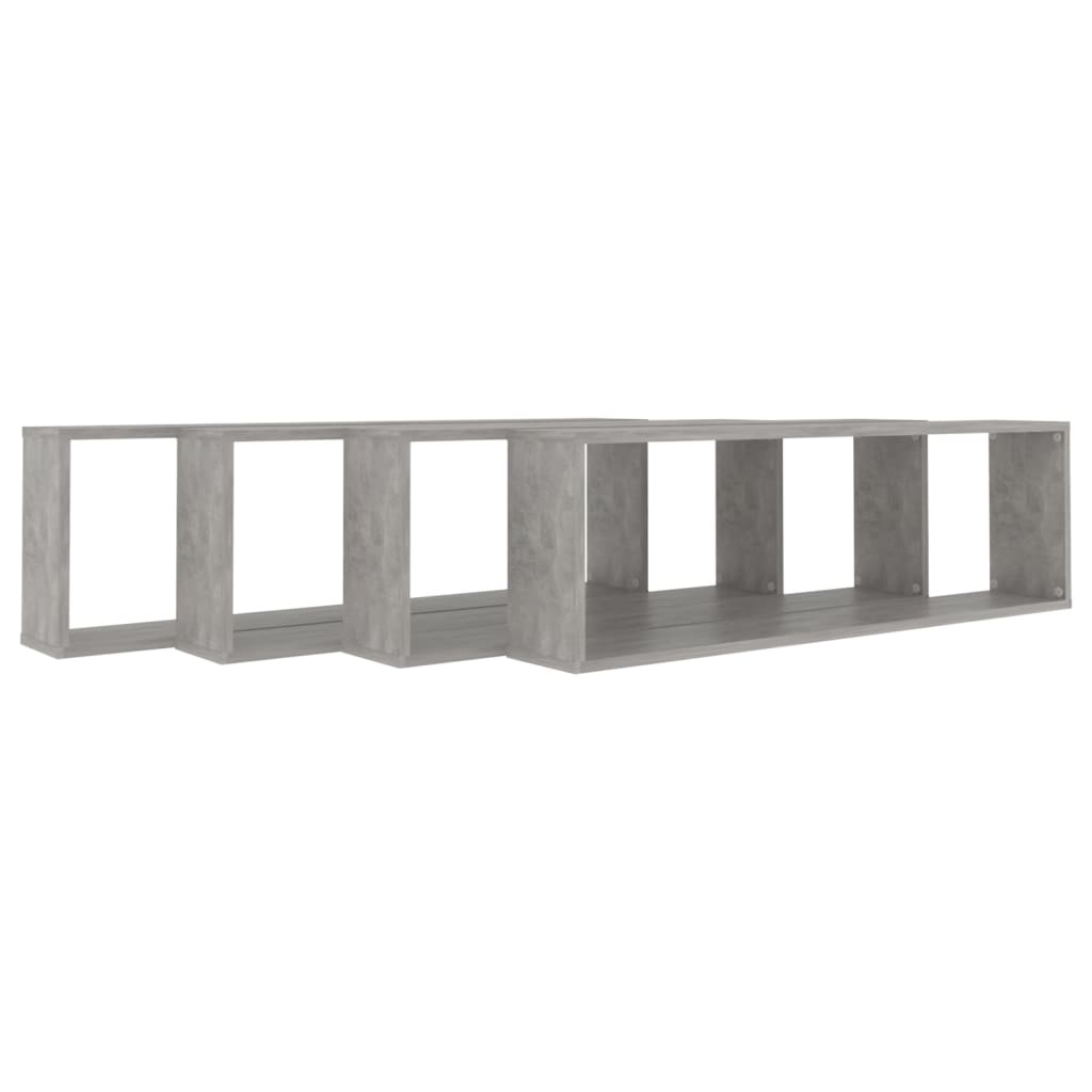 Étagères cube murales 4 pcs gris béton bois d'ingénierie - XIOS