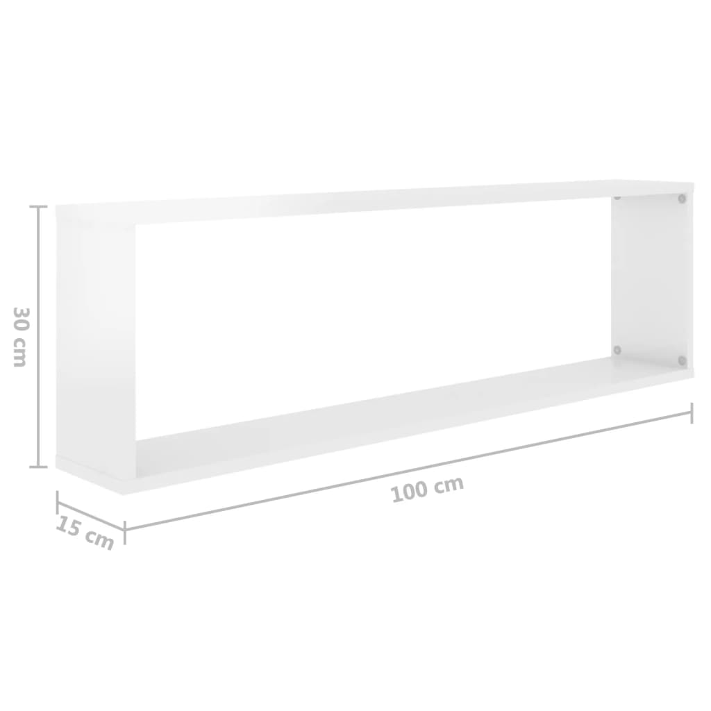 Étagères cube murales 4 pcs blanc brillant bois d'ingénierie - XIOS