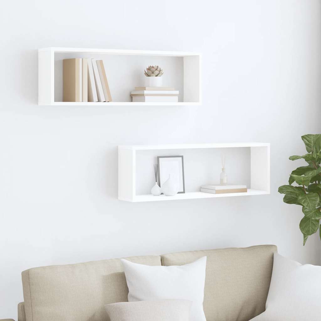Étagères cube murales 2pcs Blanc 80x15x26,5cm bois d'ingénierie - XIOS