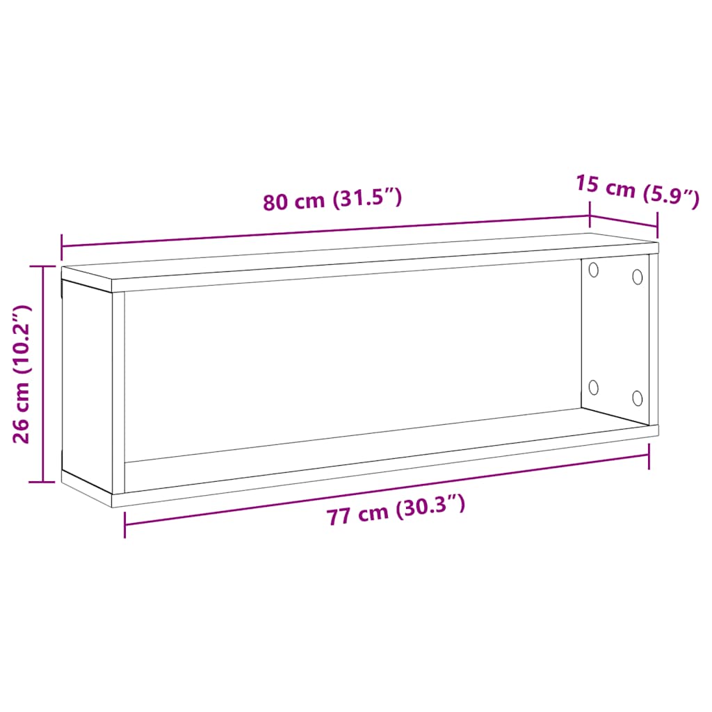 Étagères cube murales 2pcs Blanc 80x15x26,5cm bois d'ingénierie - XIOS