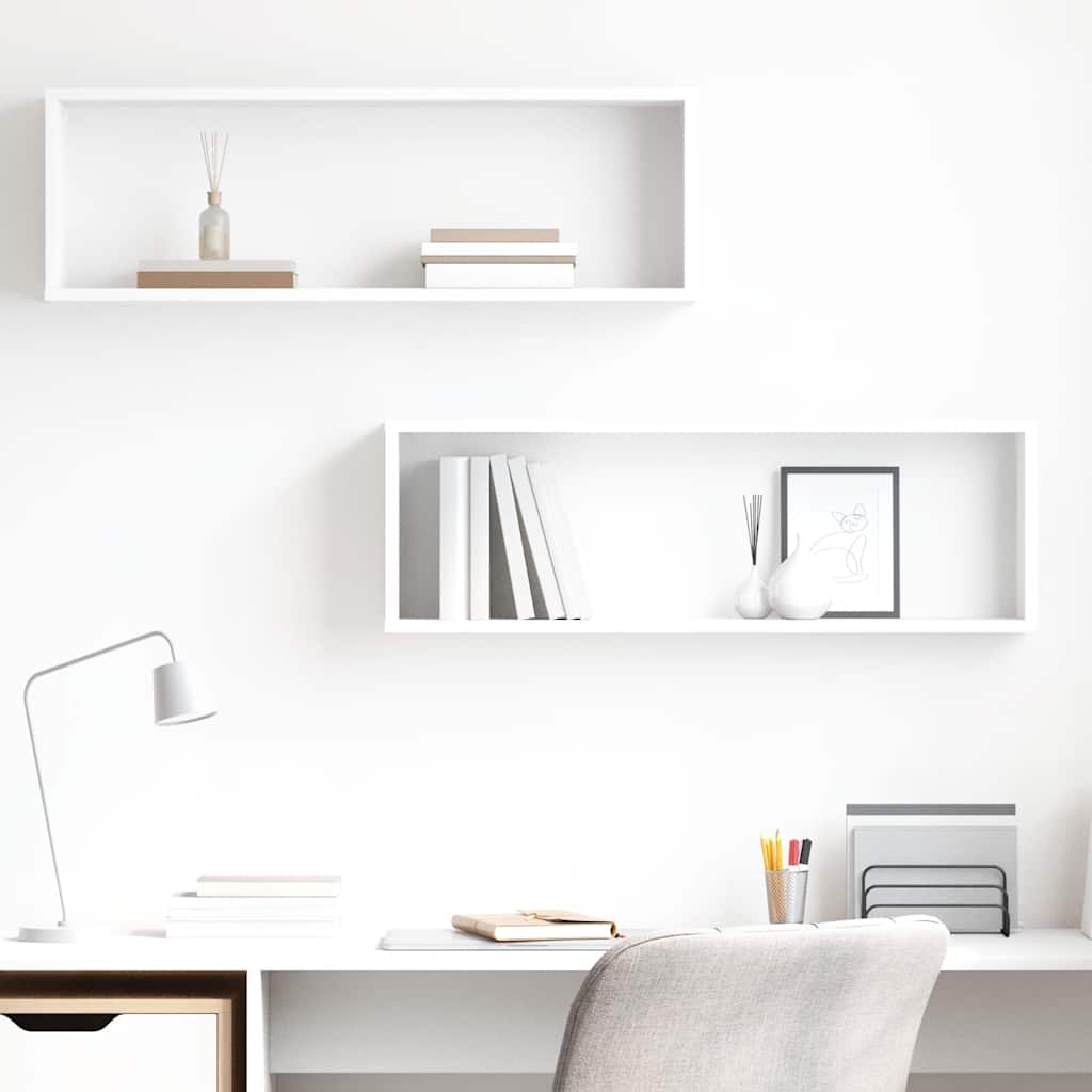 Étagères cube murales 2pcs Blanc 80x15x26,5cm bois d'ingénierie - XIOS