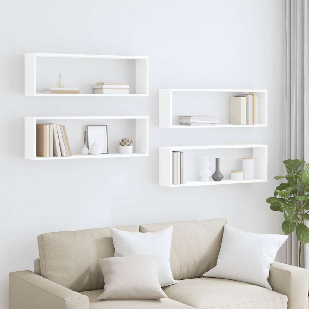 Étagères cube murales 4pcs Blanc 80x15x26,5cm bois d'ingénierie - XIOS