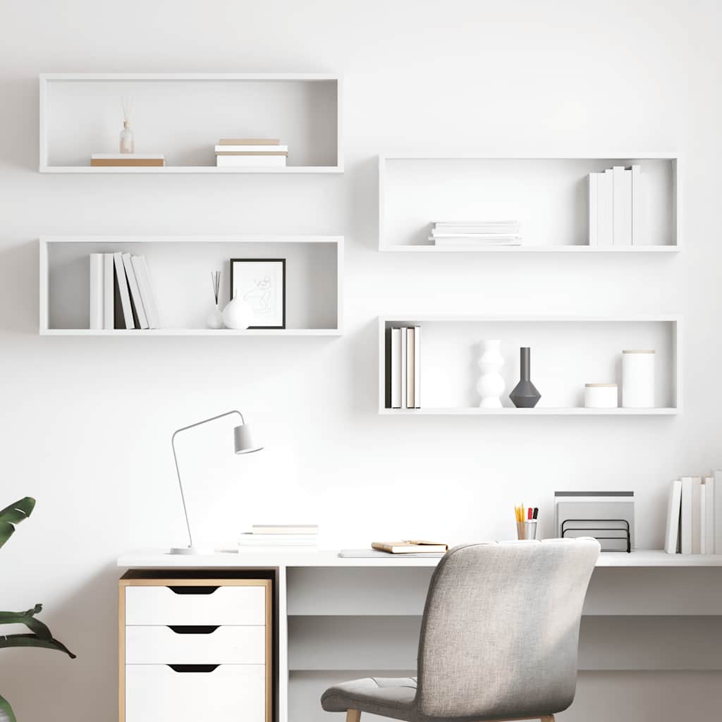 Étagères cube murales 4pcs Blanc 80x15x26,5cm bois d'ingénierie - XIOS