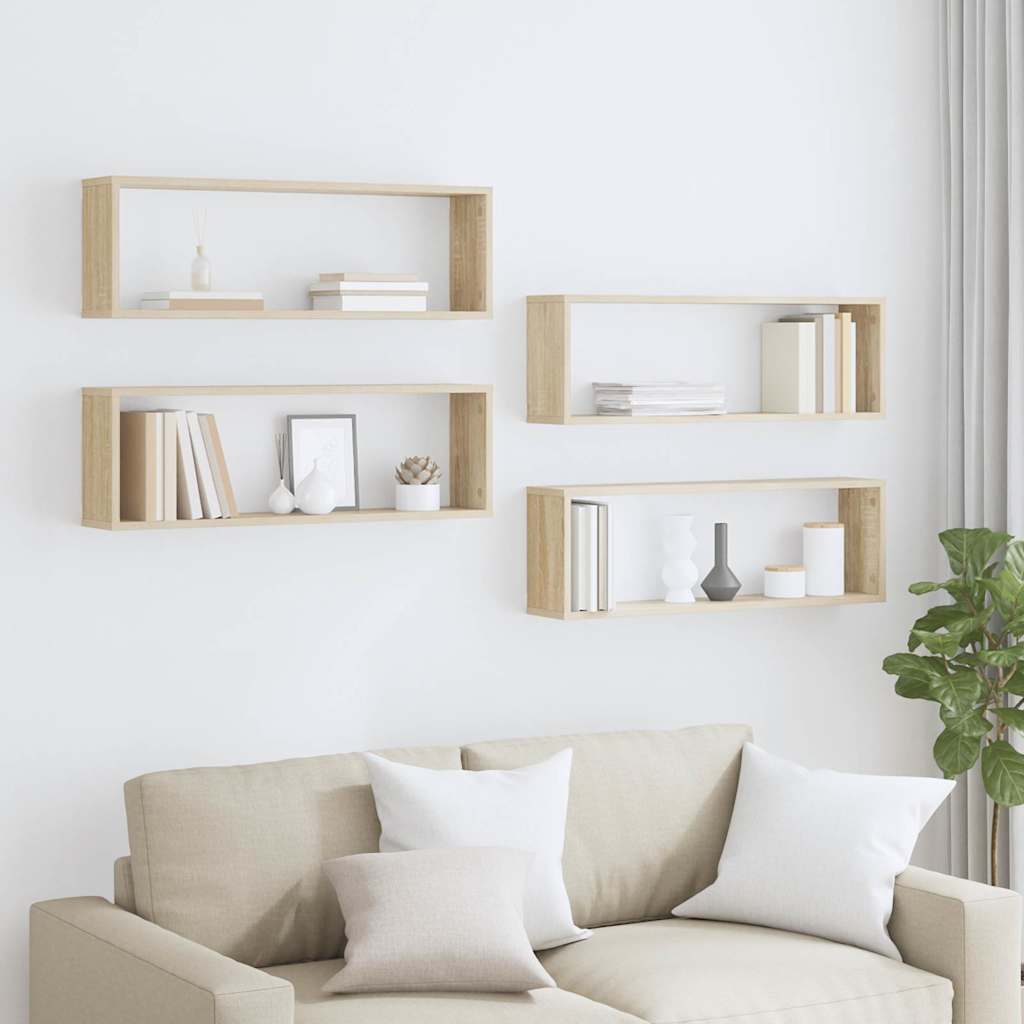 Étagères cube murales 4 pcs Chêne sonoma 80x15x26,5 cm - XIOS