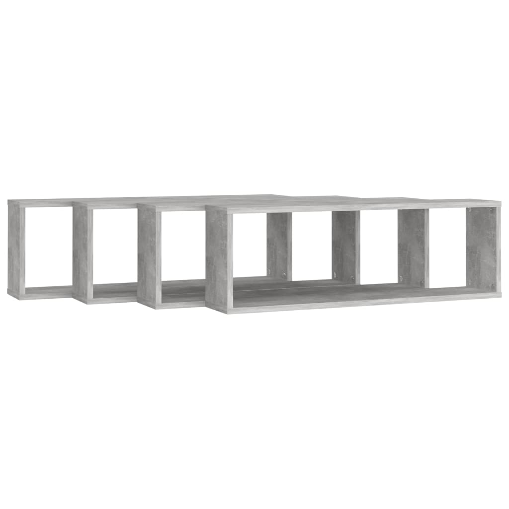 Étagères cube murales 4 pcs gris béton bois d'ingénierie - XIOS
