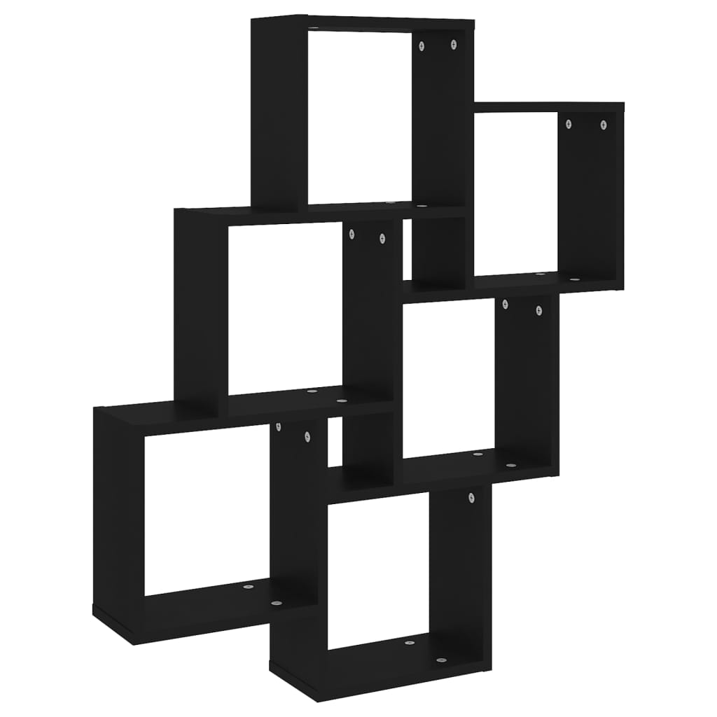 Étagère murale cube Noir 78x15x93 cm Bois d’ingénierie - XIOS