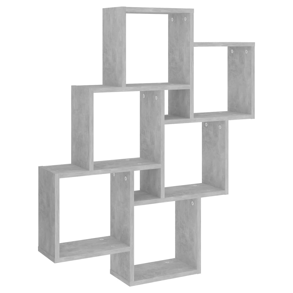 Étagère murale cube Gris béton 78x15x93 cm Bois d’ingénierie - XIOS