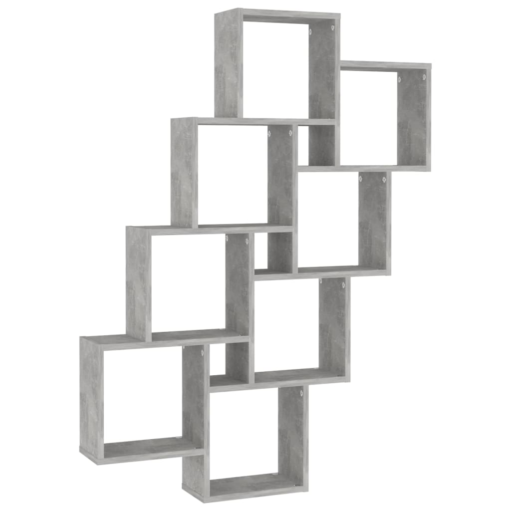 Étagère murale cube Gris béton 90x15x119 cm Bois d’ingénierie - XIOS