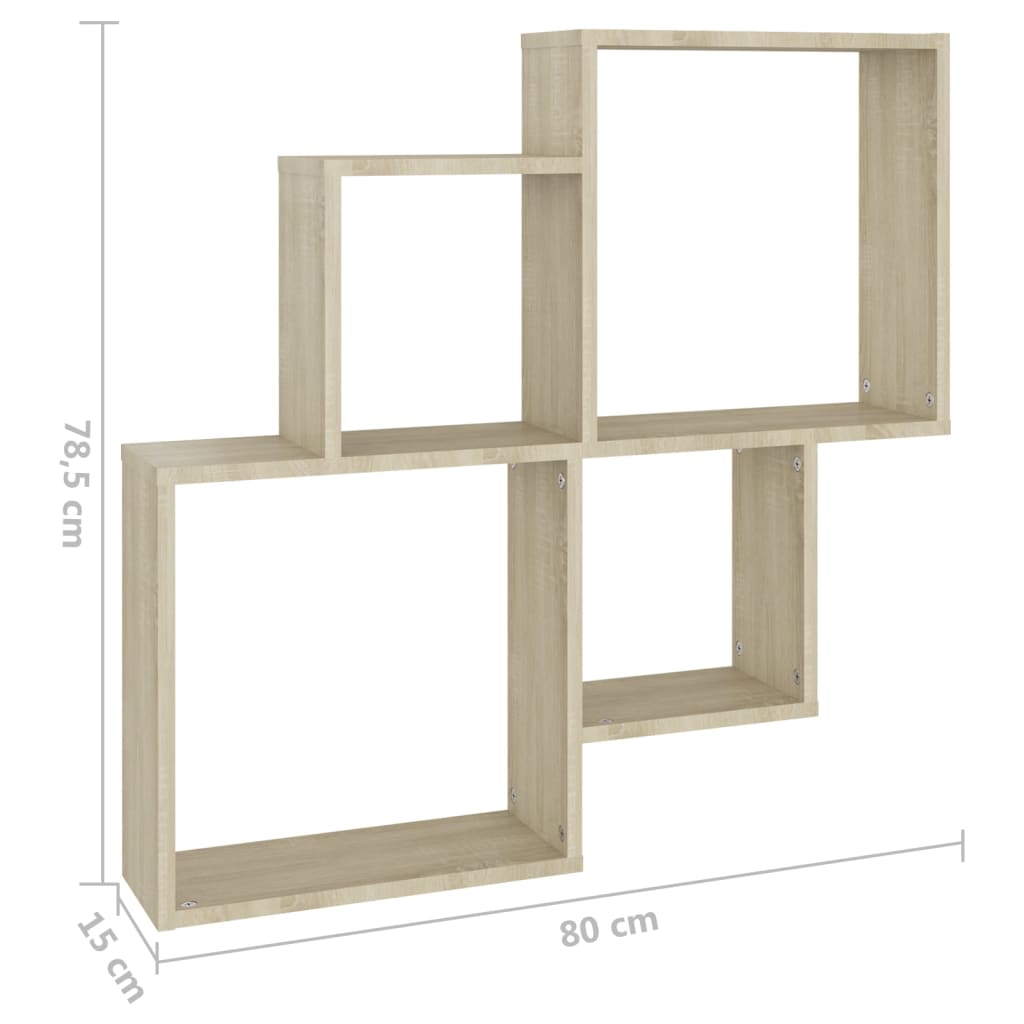 Étagère murale cube Chêne sonoma 80x15x78,5cm Bois d’ingénierie - XIOS