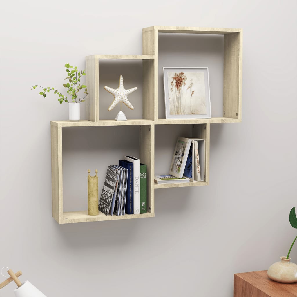 Étagère murale cube Chêne sonoma 80x15x78,5cm Bois d’ingénierie - XIOS
