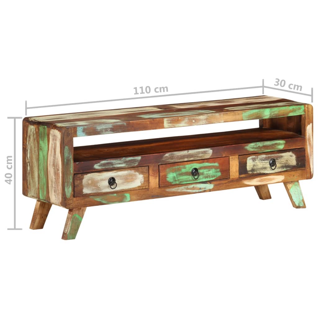 Meuble TV Multicolore 110x30x40 cm Bois massif de récupération - XIOS