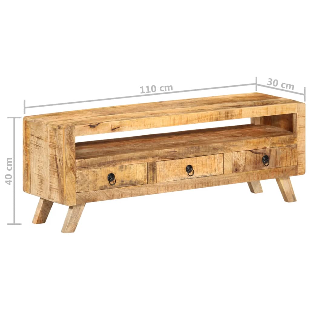 Meuble TV 110x30x40 cm Bois massif de manguier - XIOS