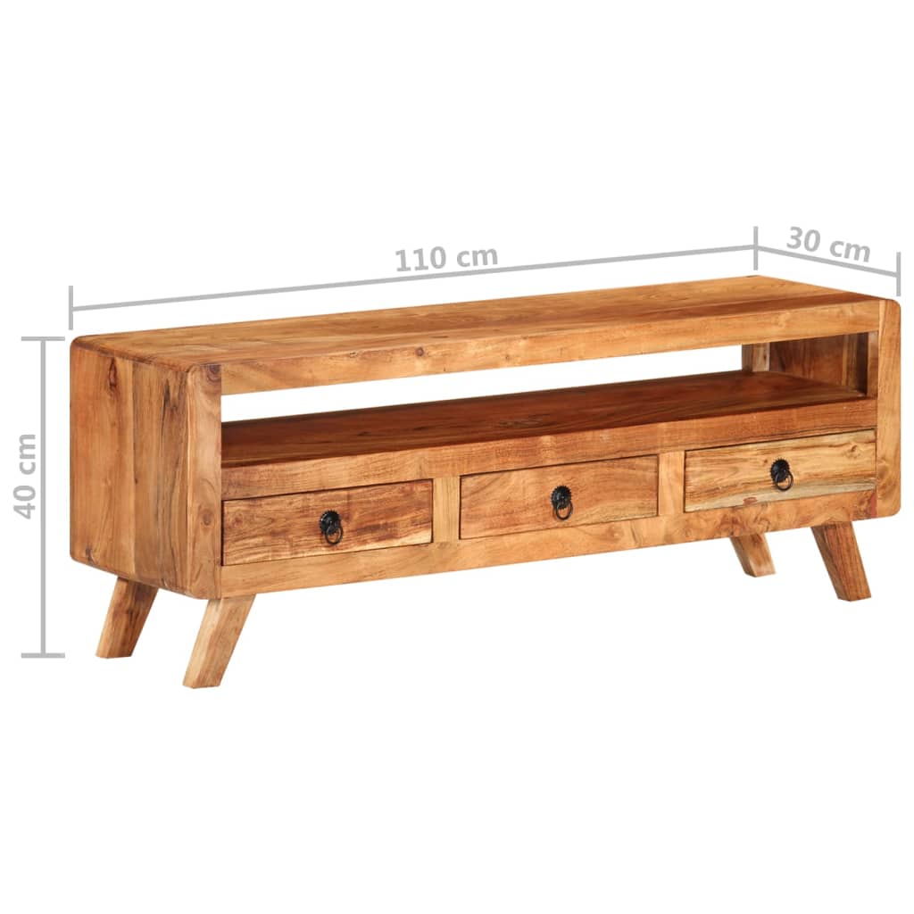 Meuble TV 110x30x40 cm Bois d'acacia massif - XIOS