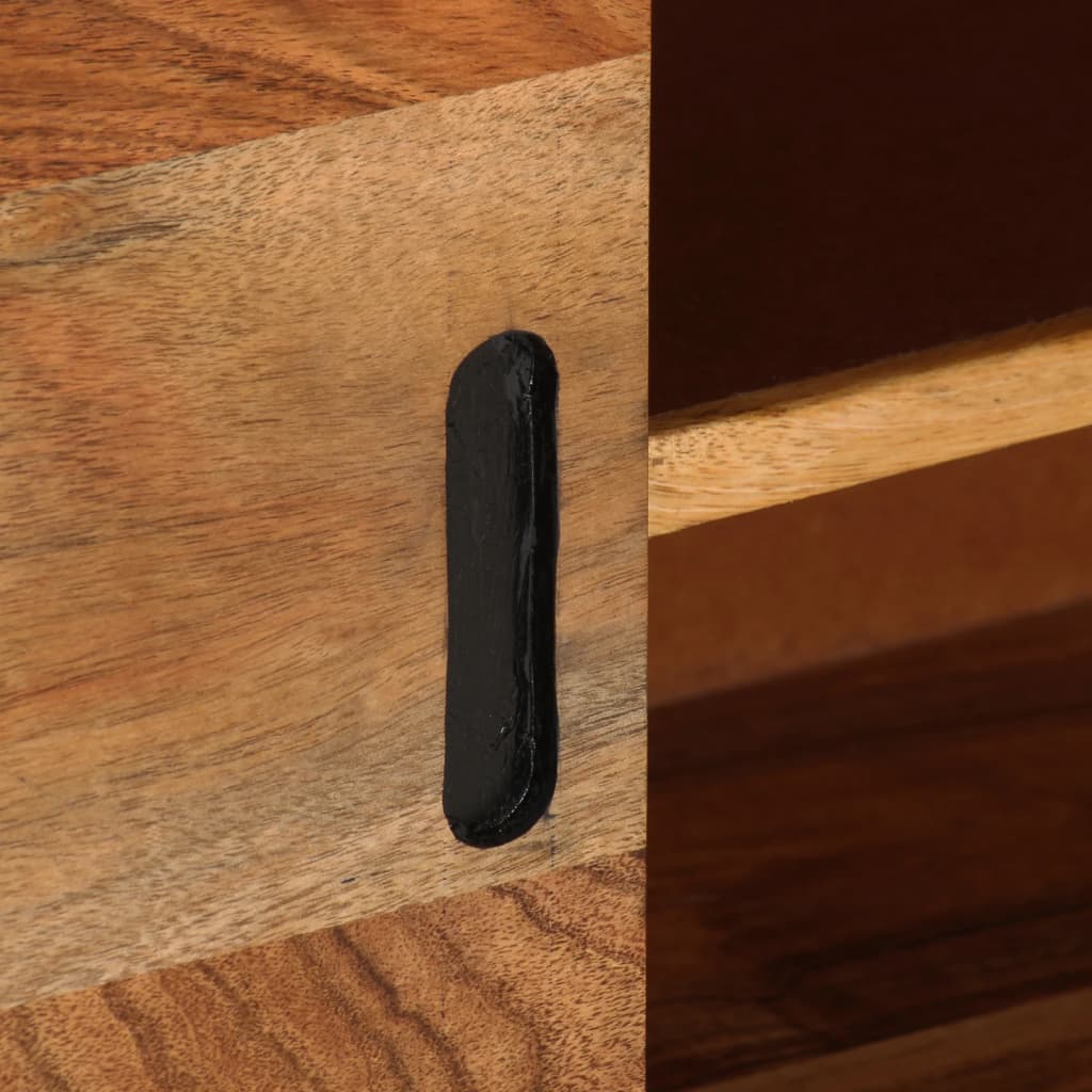 Meuble TV Marron miel et gris 110x30x50 cm Bois massif d'acacia - XIOS