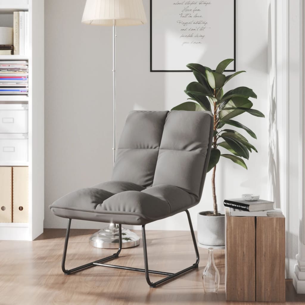 Chaise de détente avec cadre en métal Gris clair Velours - XIOS