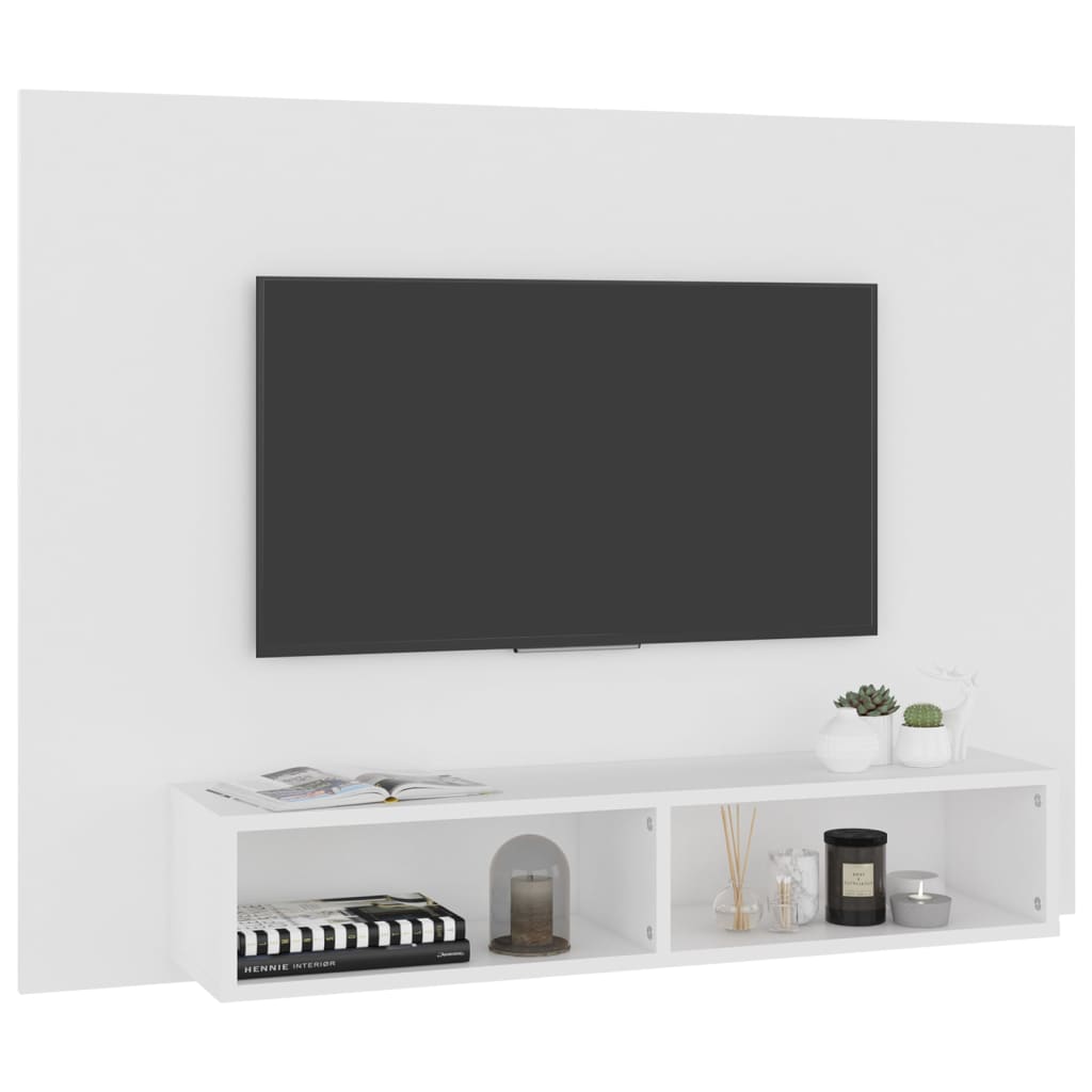 Meuble TV mural Blanc 120x23,5x90 cm Bois d’ingénierie - XIOS