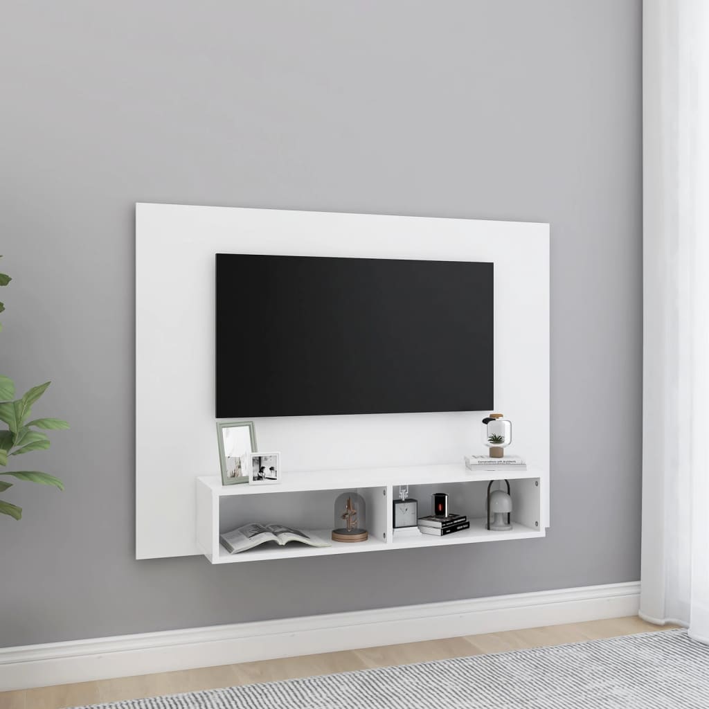 Meuble TV mural Blanc 120x23,5x90 cm Bois d’ingénierie - XIOS