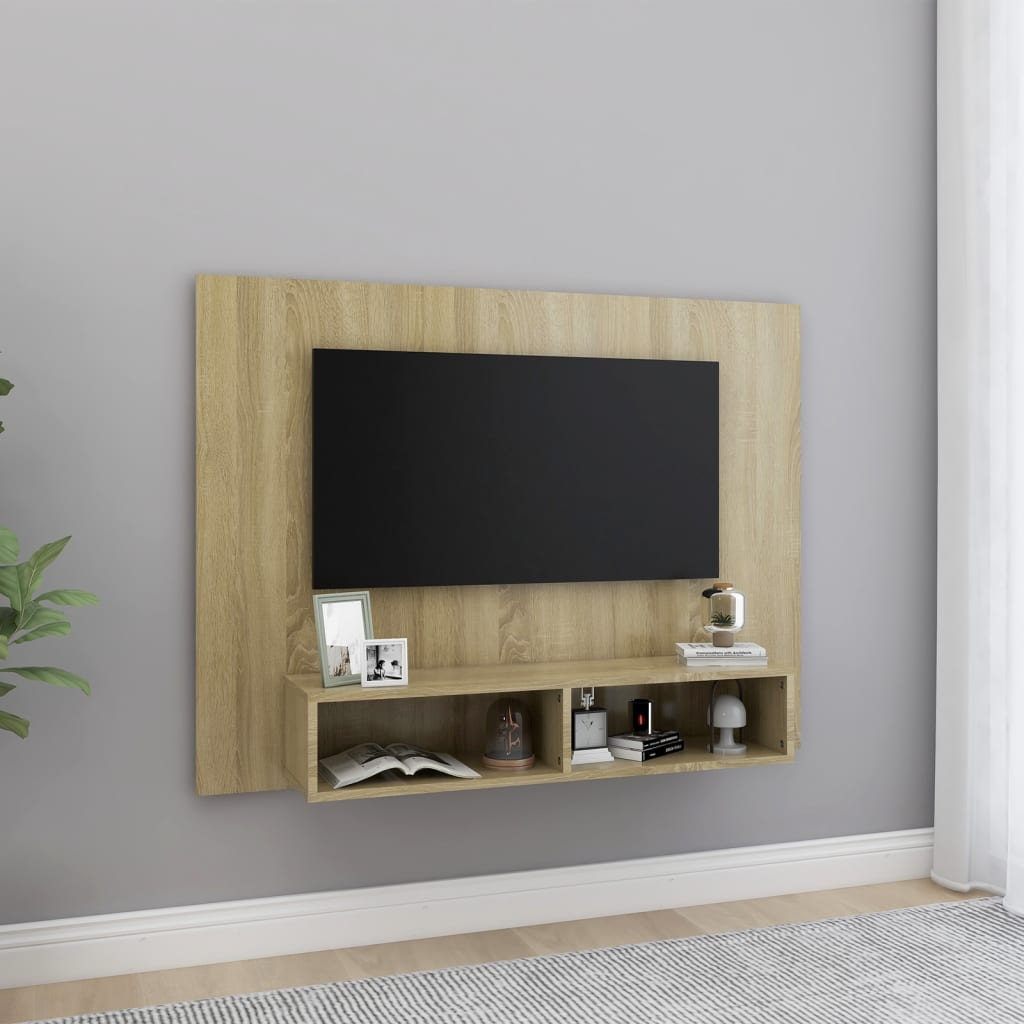 Meuble TV mural Chêne Sonoma 120x23,5x90 cm Bois d’ingénierie - XIOS