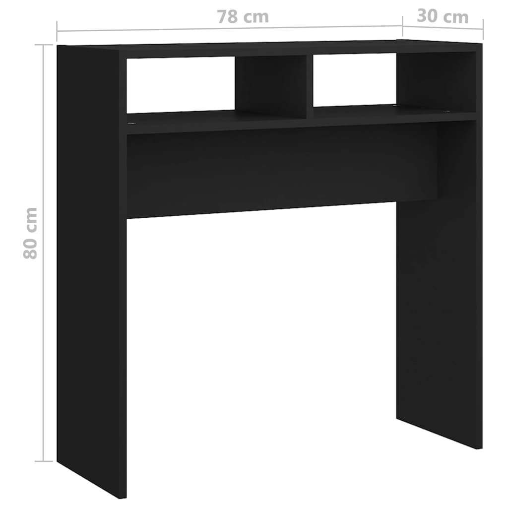 Table console noir 78x30x80 cm bois d'ingénierie - XIOS