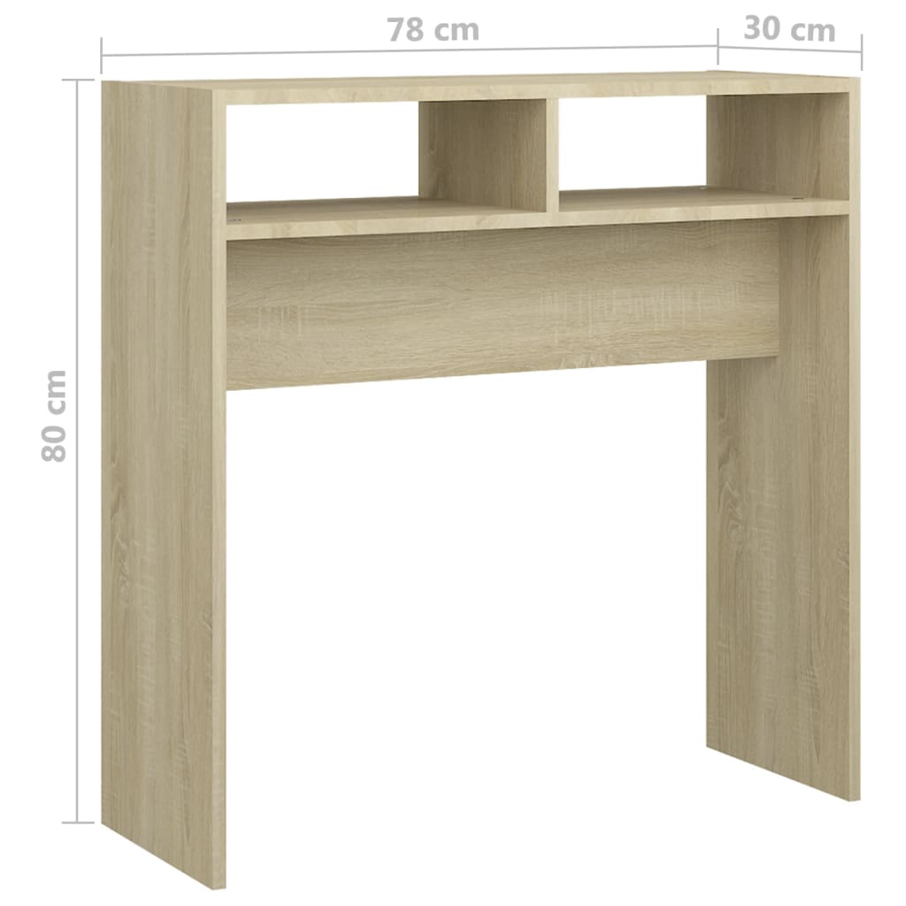 Table console chêne sonoma 78x30x80 cm bois d'ingénierie - XIOS