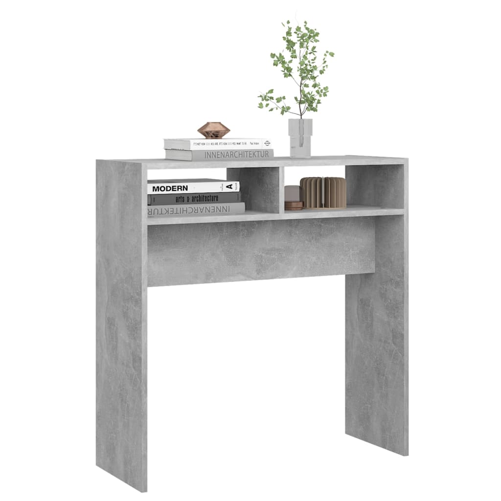 Table console gris béton 78x30x80 cm bois d'ingénierie - XIOS