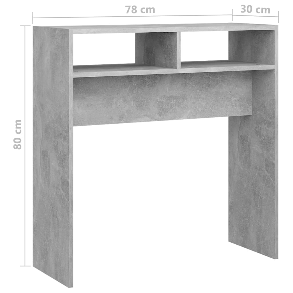 Table console gris béton 78x30x80 cm bois d'ingénierie - XIOS