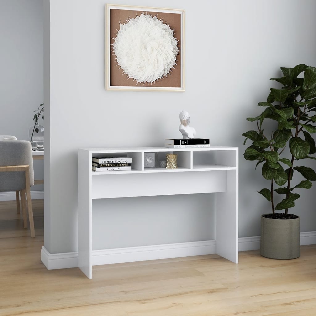 Table console blanc 105x30x80 cm bois d'ingénierie - XIOS