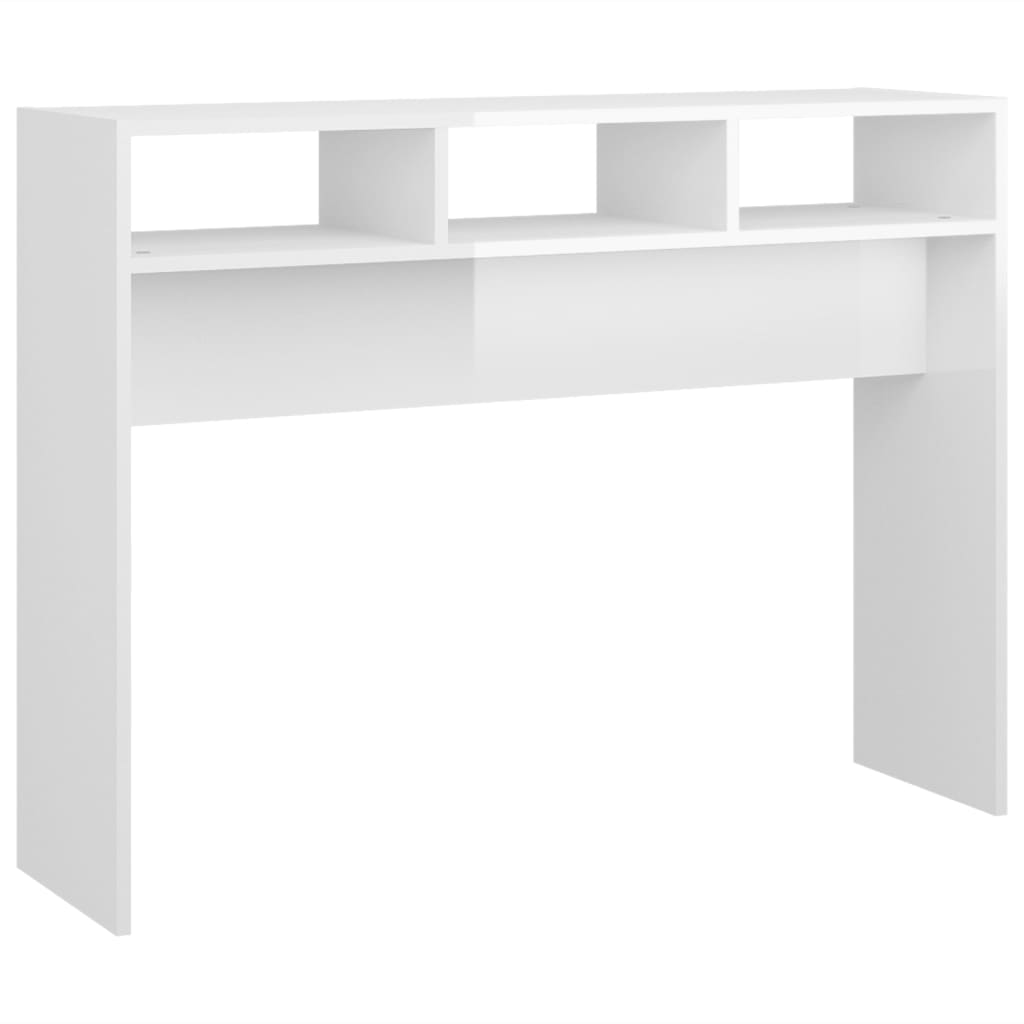 Table console blanc brillant 105x30x80 cm bois d'ingénierie - XIOS