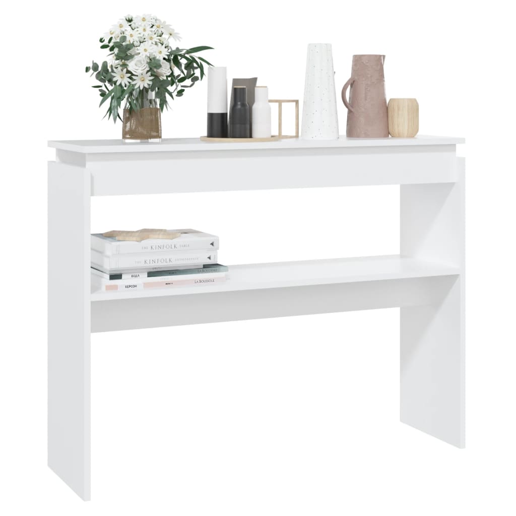 Table console blanc 102x30x80 cm bois d'ingénierie - XIOS