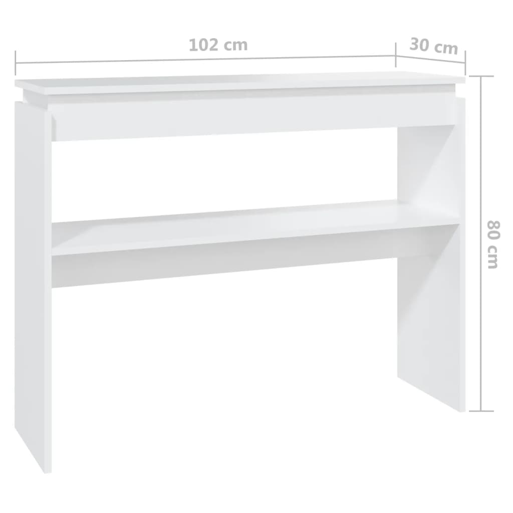 Table console blanc 102x30x80 cm bois d'ingénierie - XIOS