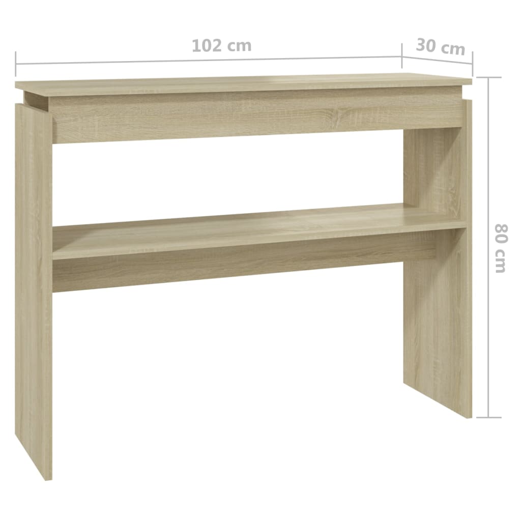 Table console chêne sonoma 102x30x80 cm bois d'ingénierie - XIOS