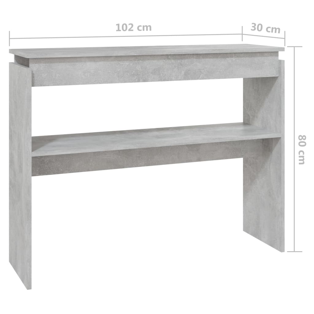 Table console gris béton 102x30x80 cm bois d'ingénierie - XIOS