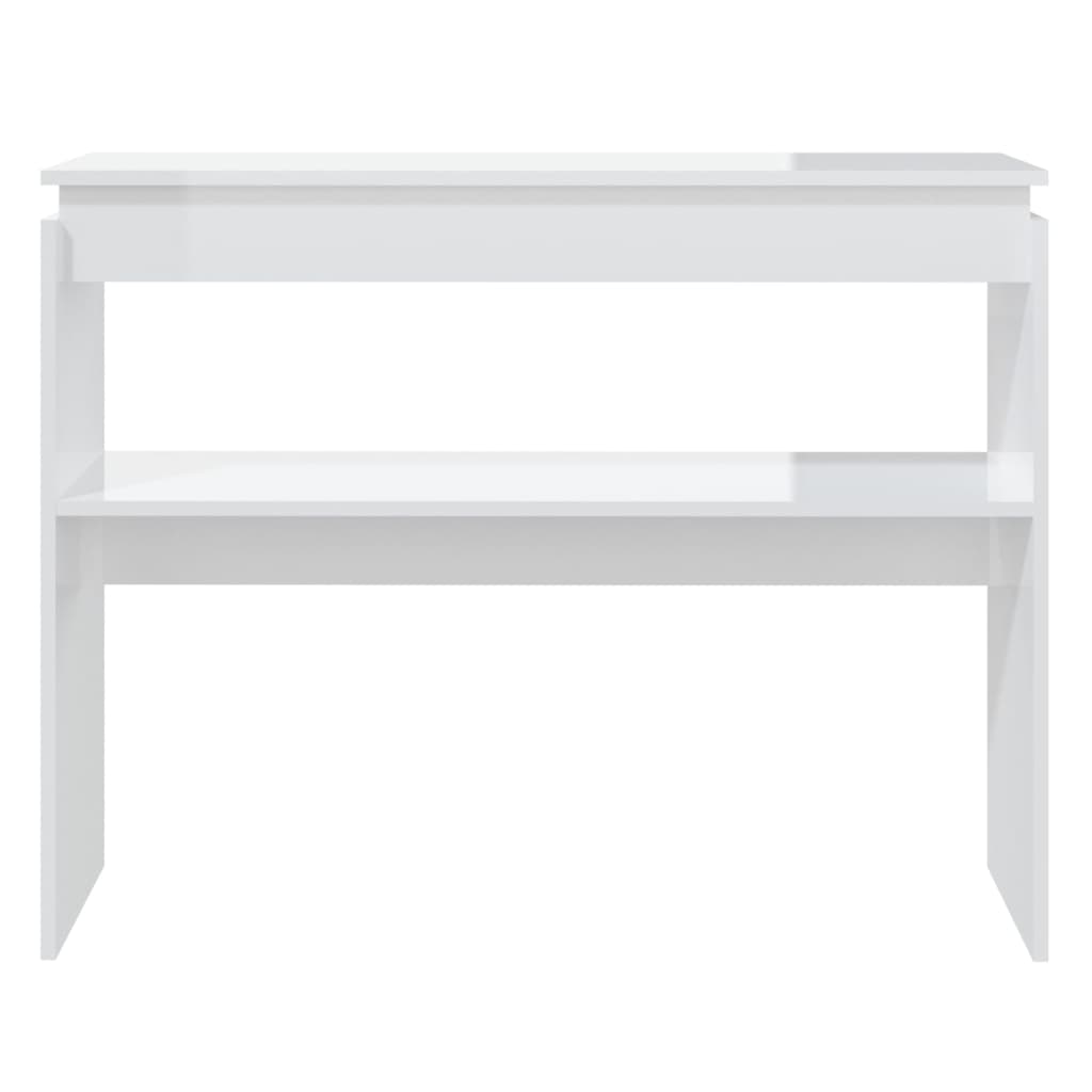 Table console blanc brillant 102x30x80 cm bois d'ingénierie - XIOS