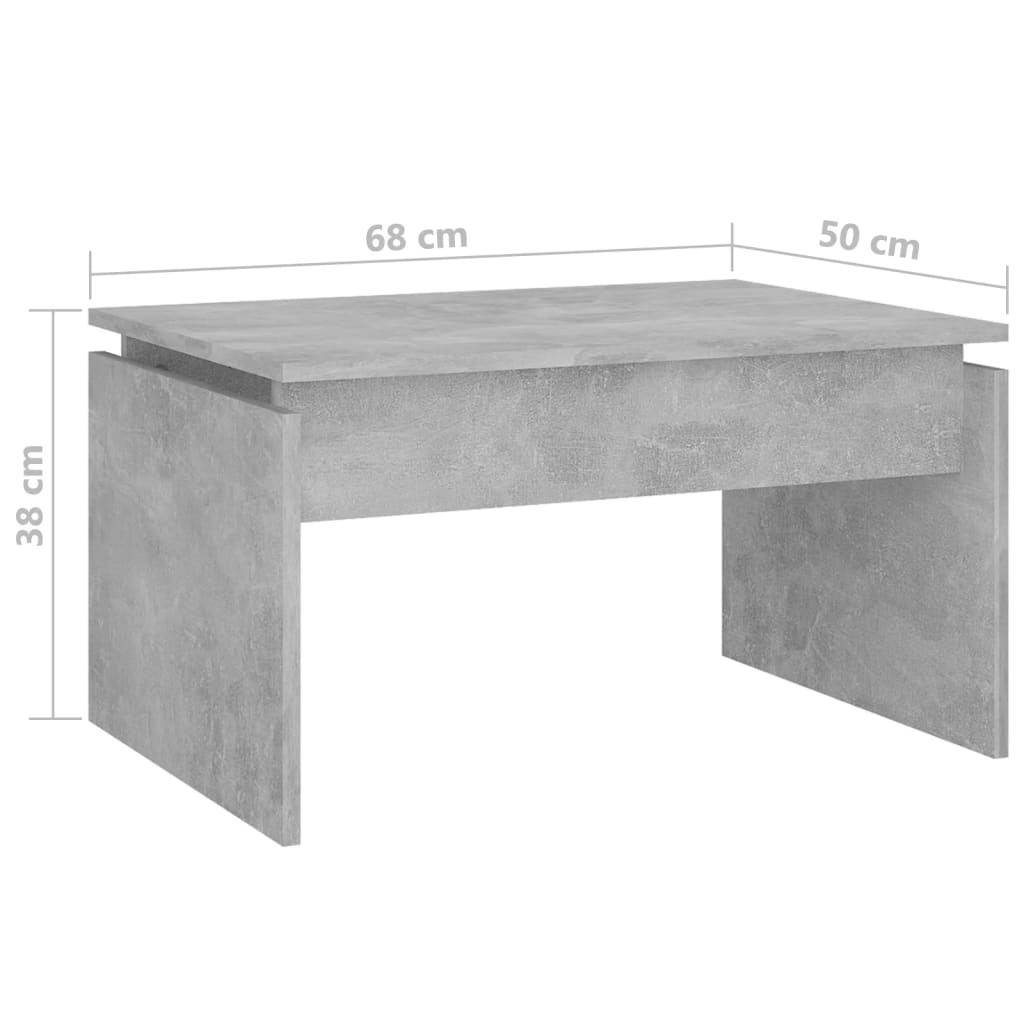 Table basse gris béton 68x50x38 cm bois d'ingénierie - XIOS