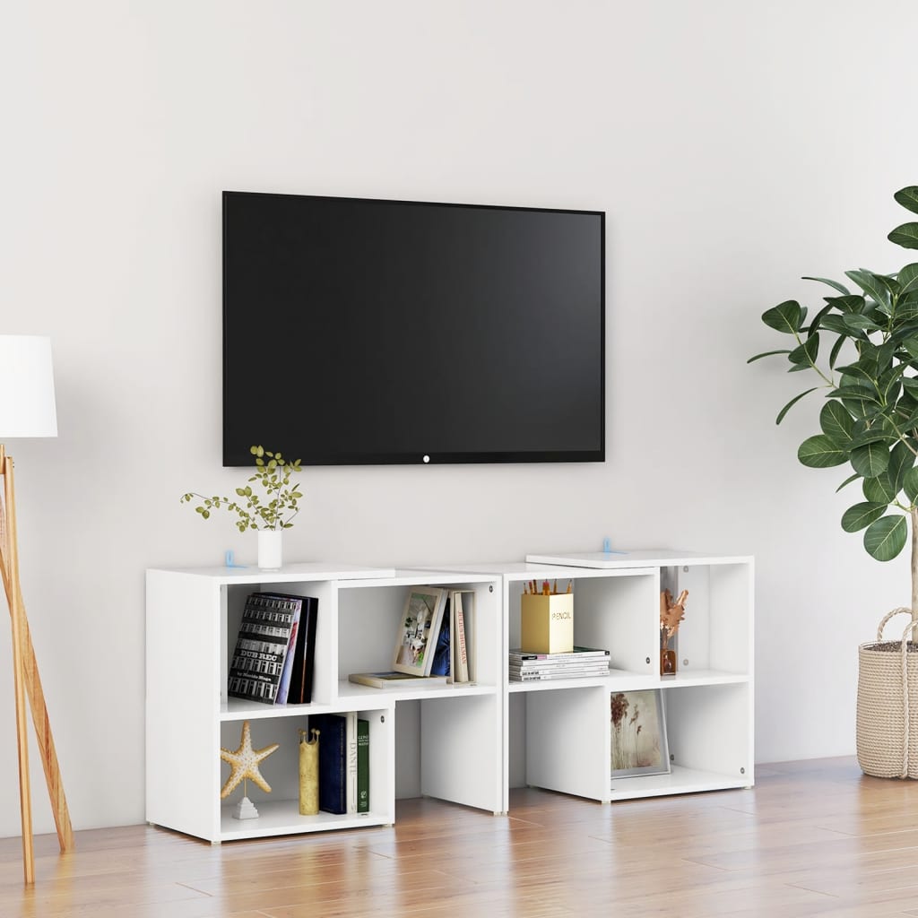Meuble TV Blanc 104x30x52 cm Bois d’ingénierie - XIOS