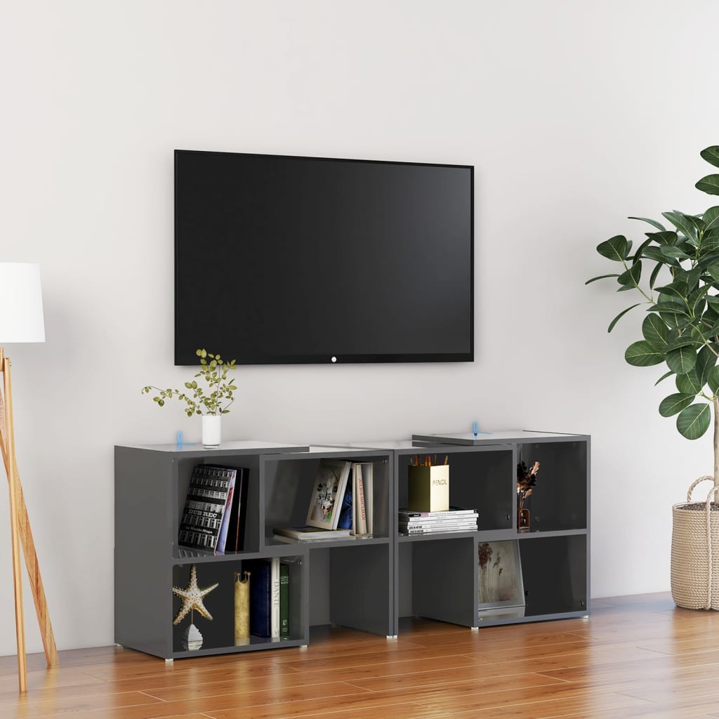 Meuble TV Gris brillant 104x30x52 cm Bois d'ingénierie - XIOS