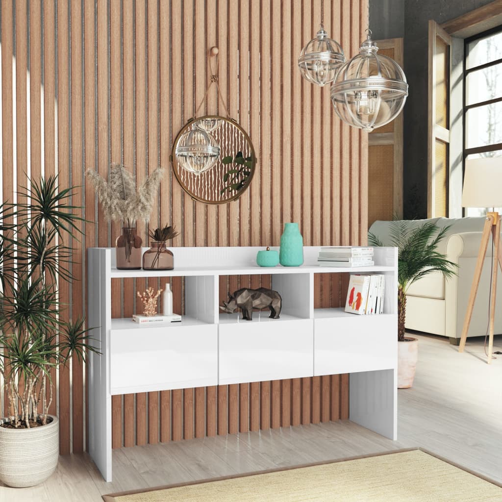 Buffet Blanc brillant 105x30x70 cm Bois d’ingénierie - XIOS