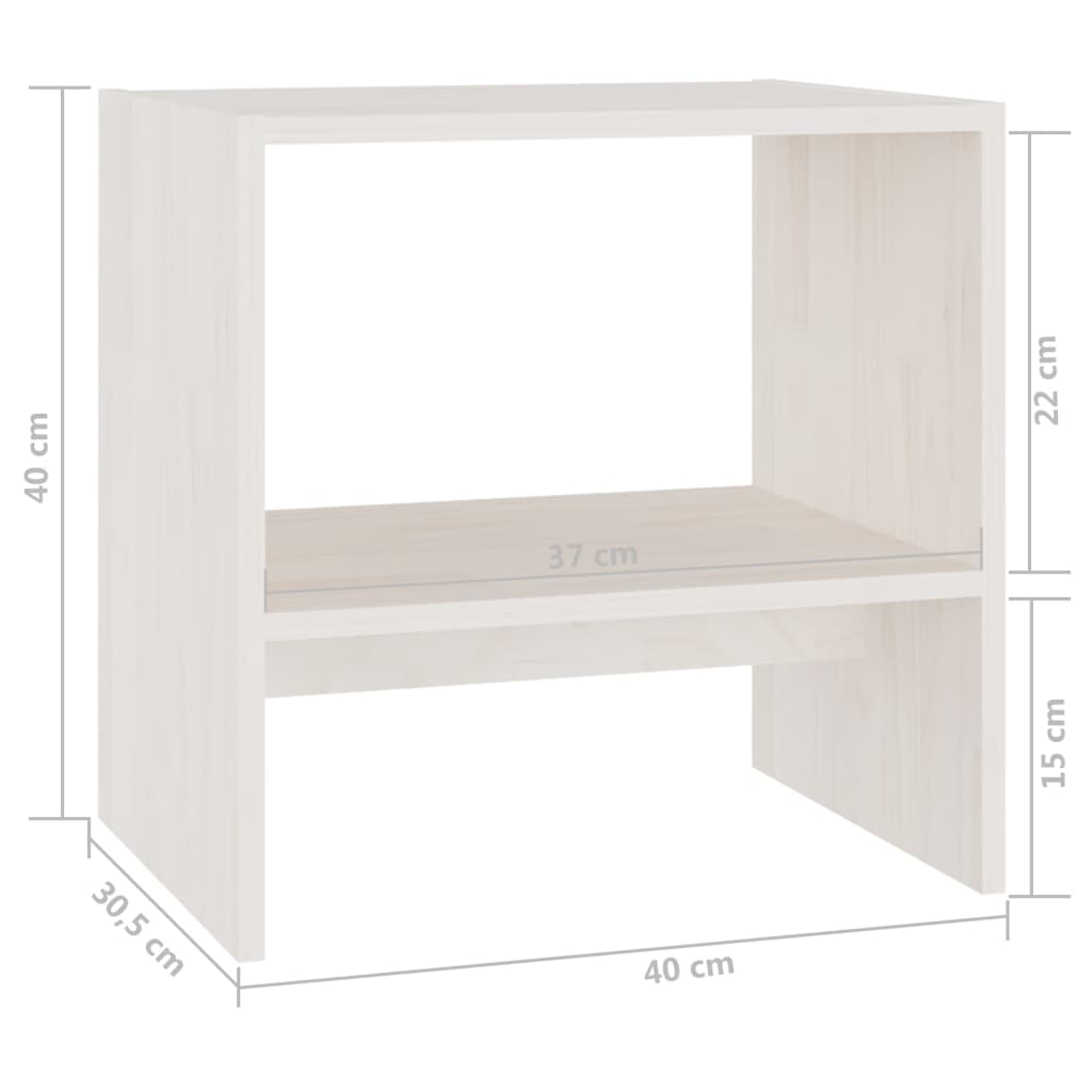 Tables de chevet 2 pcs Blanc 40x30,5x40 cm Bois de pin massif - XIOS