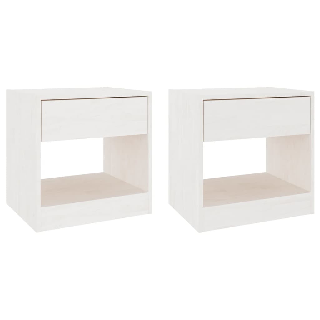 Tables de chevet 2 pcs Blanc 40x31x40 cm Bois de pin massif - XIOS