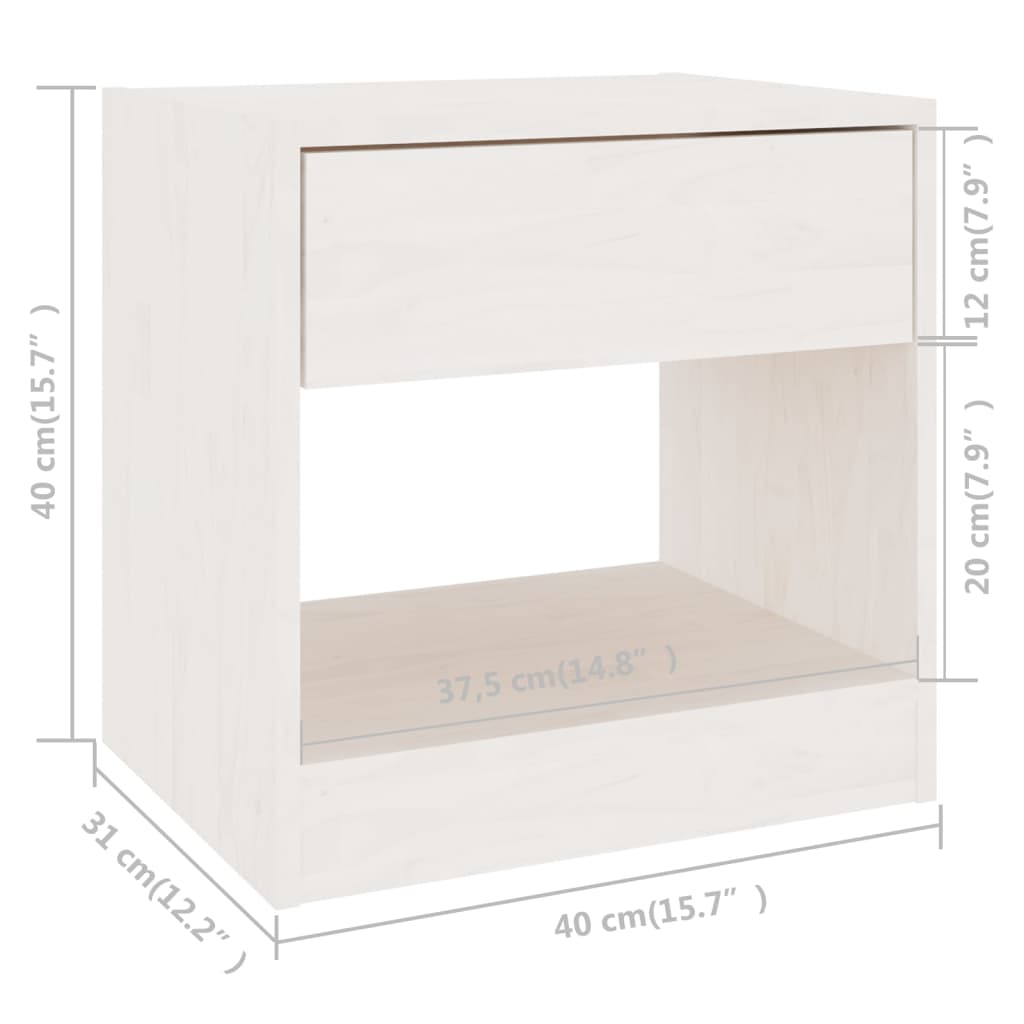 Tables de chevet 2 pcs Blanc 40x31x40 cm Bois de pin massif - XIOS