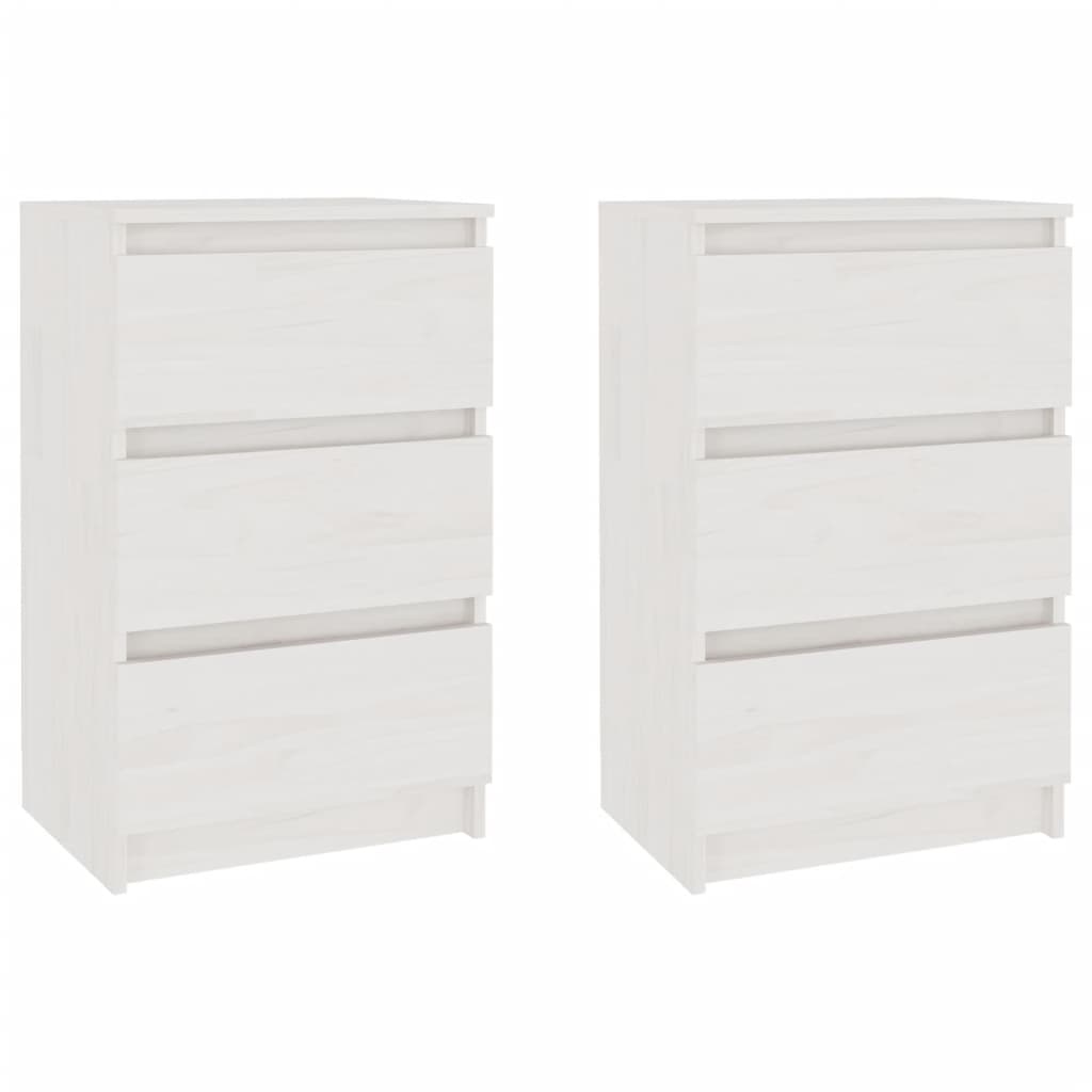 Tables de chevet 2 pcs Blanc 40x29,5x64 cm Bois de pin solide - XIOS