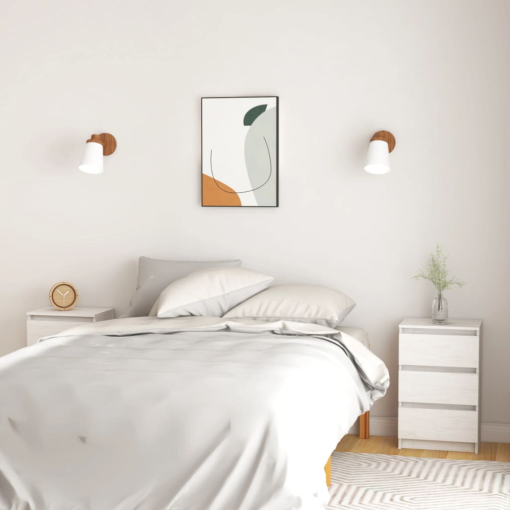 Tables de chevet 2 pcs Blanc 40x29,5x64 cm Bois de pin solide - XIOS