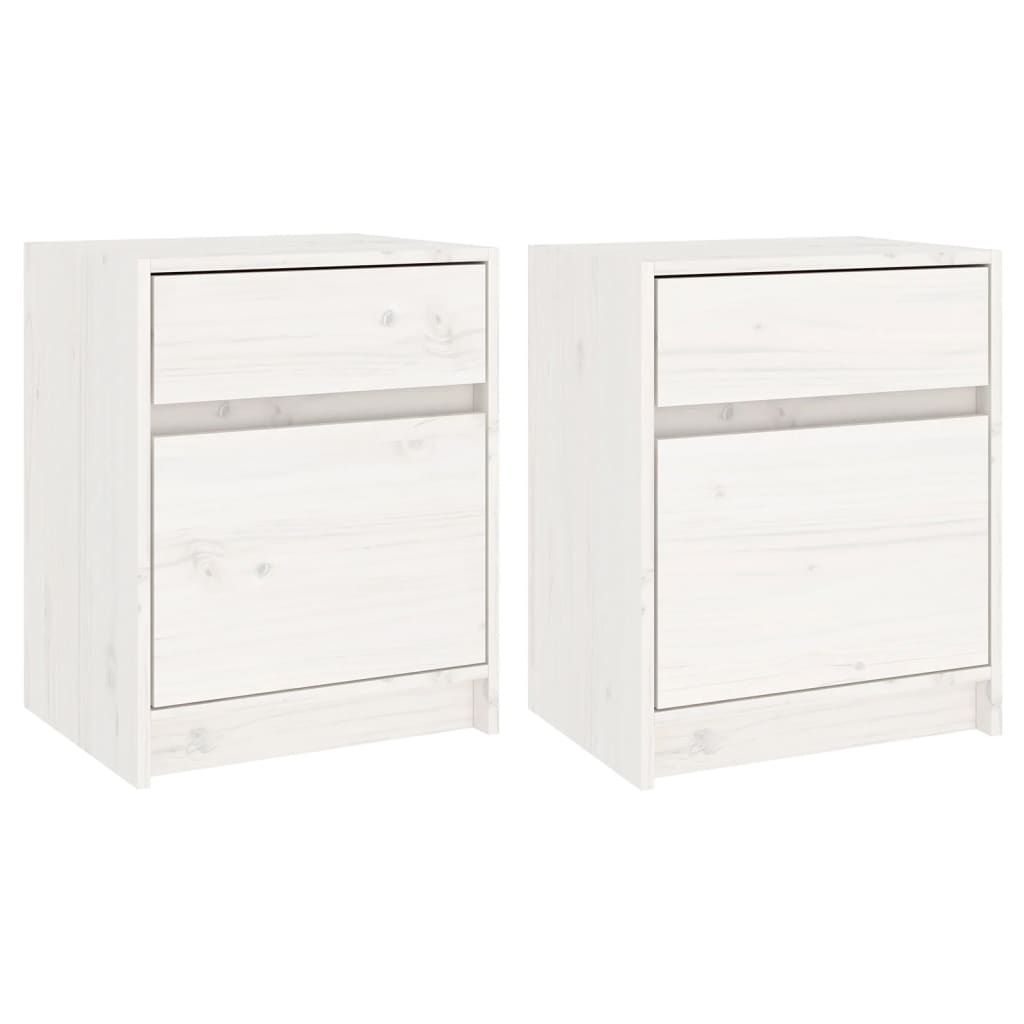 Tables de chevet 2 pcs Blanc 40x31x50 cm Bois de pin massif - XIOS
