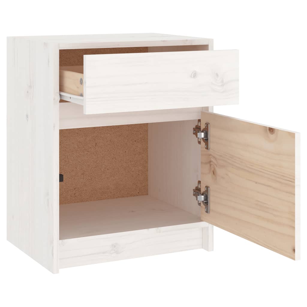 Tables de chevet 2 pcs Blanc 40x31x50 cm Bois de pin massif - XIOS
